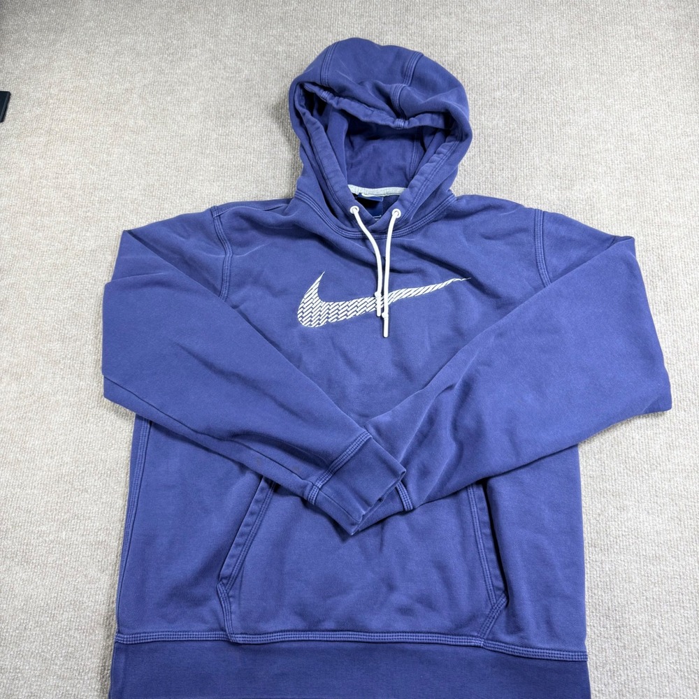 Nike Mens Blue Graphic Swoosh Fleece Pullover Hoodie L 679381-410